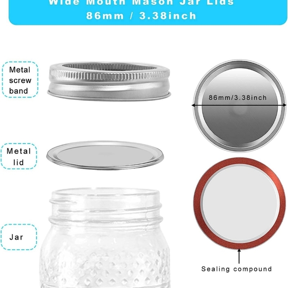 100 count bulk mason jar lids 86mm (44) - Picture 2 of 9